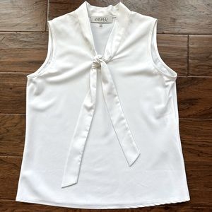 Kasper White Tie Front Sleeveless Blouse Petite Small